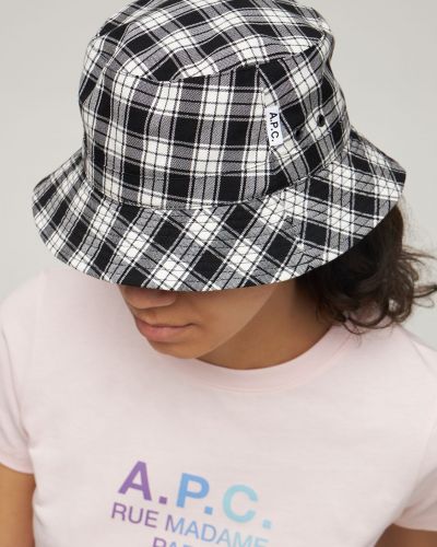 Kostkovaný bavlněný klobouk A.p.c. černý