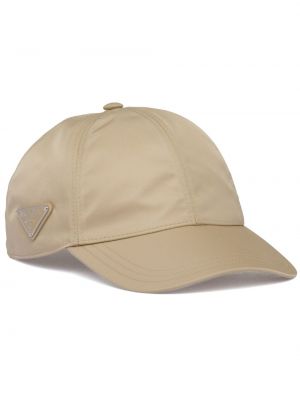 Nylonowa czapka z daszkiem Prada beżowa