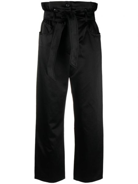 Saténové kalhoty Max Mara černé