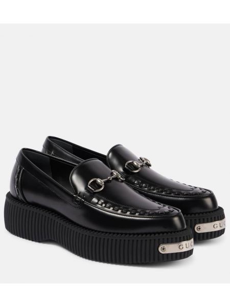 Skinn loafers Gucci svart