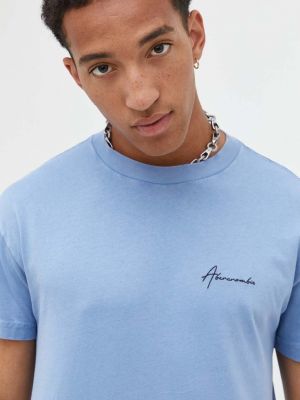 Bavlněné tričko s aplikacemi Abercrombie & Fitch modré