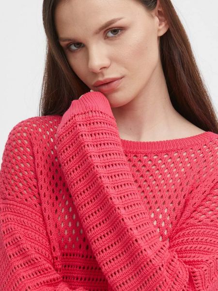 Pamut pulóver United Colors Of Benetton rózsaszín