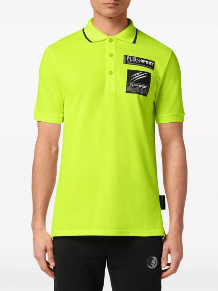 Kokvilnas polo krekls ar apdruku Plein Sport zaļš