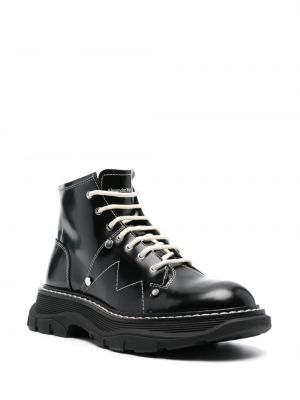 Leder ankle boots mit kristallen Alexander Mcqueen schwarz