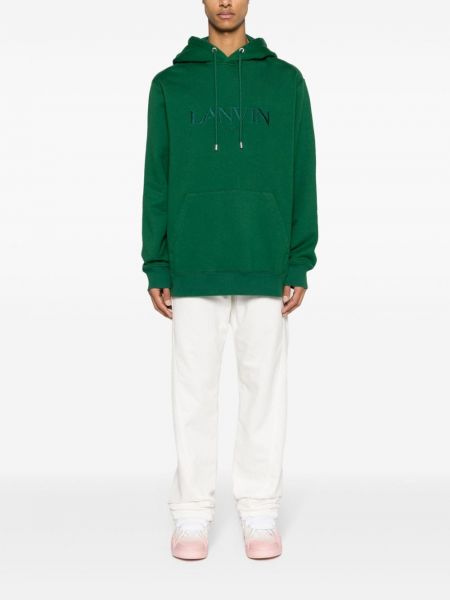 Kokvilnas kapučdžemperis ar izšuvumiem Lanvin zaļš