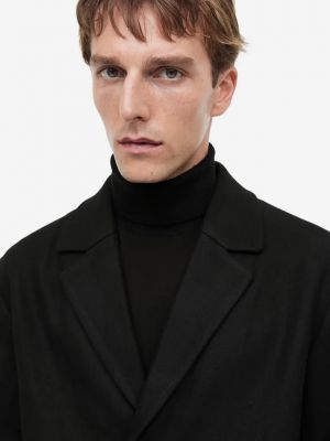 Пальто из смесовой шерсти H&M черный