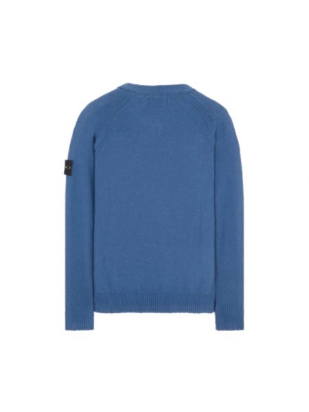 Sweter bawełniany z okrągłym dekoltem Stone Island niebieski