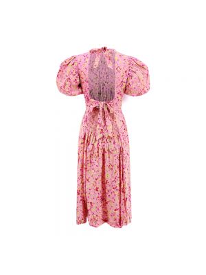 Vestido midi de viscosa de flores con estampado Rotate Birger Christensen rosa