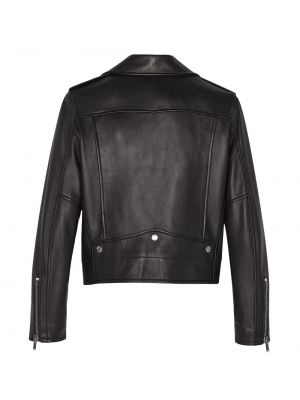 Кожаная куртка с глубоким декольте Saint Laurent черная