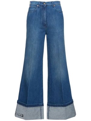 Bavlněné zvonové džíny Gucci modré