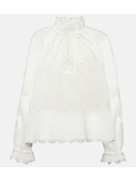 Blusa con bordado de algodón Ulla Johnson blanco