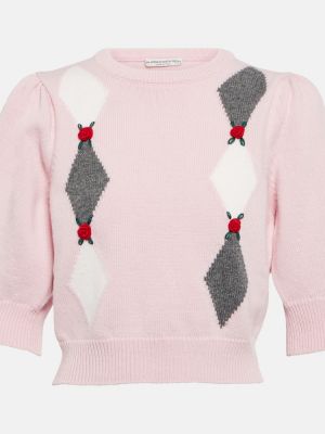 Sweter wełniany Alessandra Rich różowy