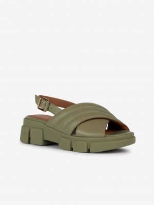 Kožené sandály na platformě Geox zelené