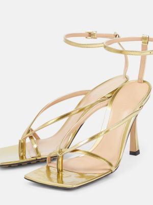 Kožené sandály Bottega Veneta zlaté