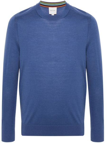 Vilnonis megztinis iš merino vilnos Paul Smith mėlyna