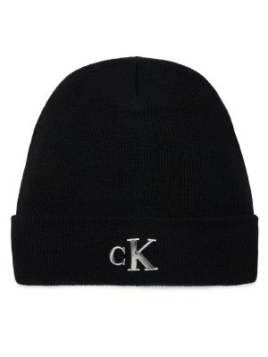 Dzianinowa czapka wełniana z kaszmiru Calvin Klein Jeans czarna