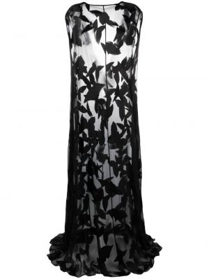 Žakárové priehľadné dlouhé šaty Saint Laurent čierna