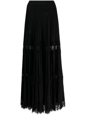 Čipkovaná plisovaná dlhá sukňa Elie Saab čierna