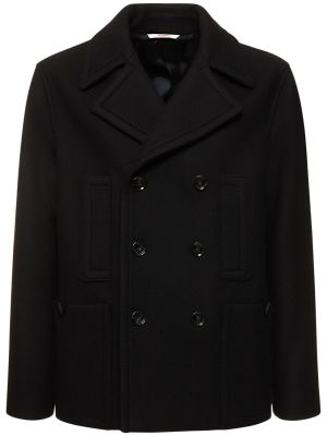 Płaszcz wełniany Valentino czarny