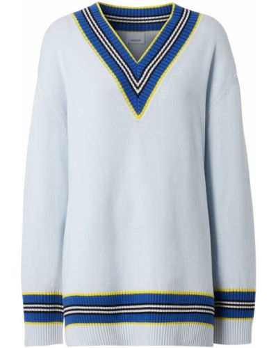 Jersey con escote v de tela jersey Burberry azul