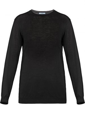 Пуловер с кръгло деколте Prada черно