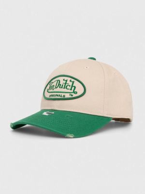 Памучна шапка с козирки с апликация Von Dutch зелено