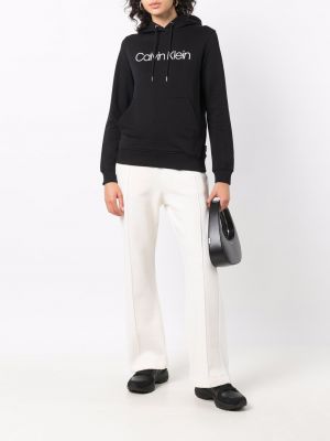 Raštuotas medvilninis džemperis su gobtuvu Calvin Klein