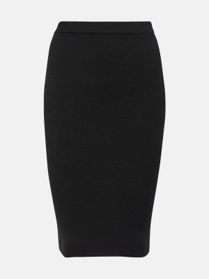 Mini falda ajustada de lana Saint Laurent negro