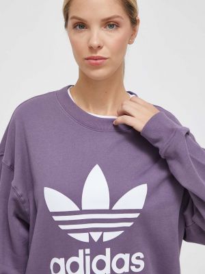 Bavlněná mikina s potiskem Adidas Originals fialová