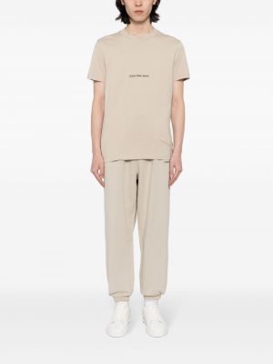 T-shirt de sport en coton à imprimé Calvin Klein beige