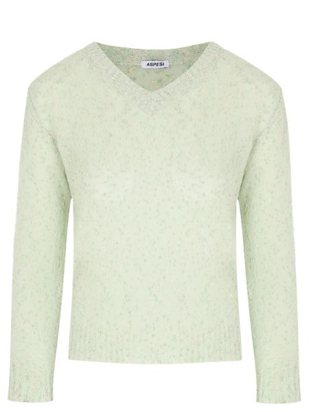 Хлопковый пуловер Aspesi зеленый