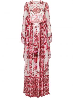 Svilena večernja haljina s printom Dolce & Gabbana