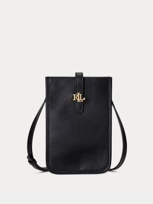 Кожаная сумка через плечо с пряжкой Lauren Ralph Lauren черная
