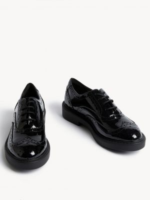 Лаковые броги на шнуровке на платформе Marks & Spencer черные