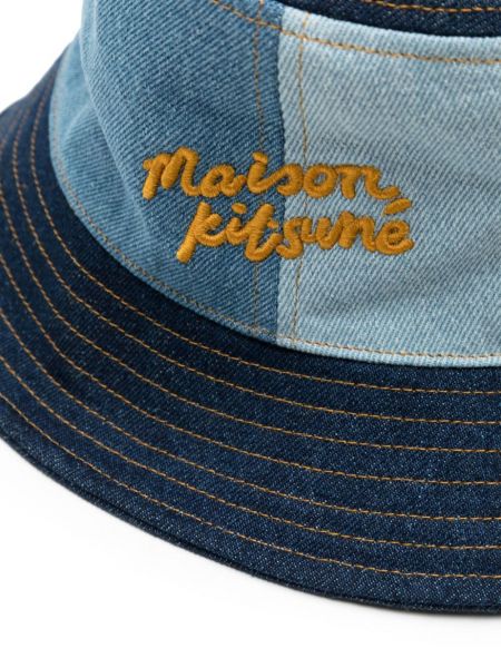 Mütze mit stickerei Maison Kitsuné blau