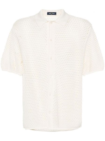 Πλεκτό πουκάμισο με κέντημα Fred Perry λευκό