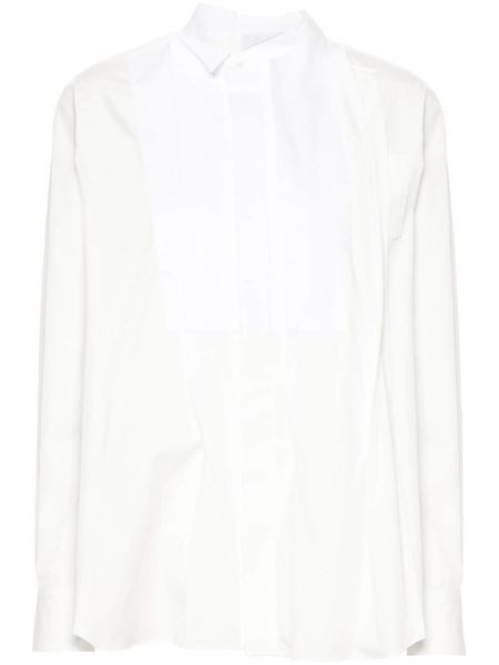 Plisovaná asymetrická košeľa Sacai biela