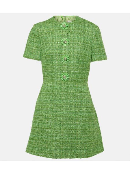 Твидовое платье мини Valentino Зеленое