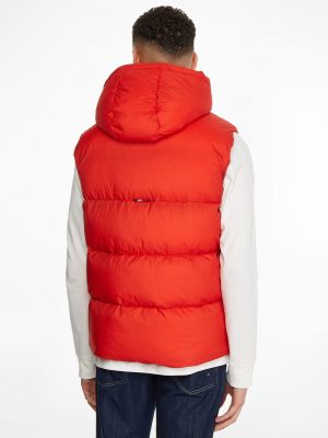 Prošívaná vesta s kapucí Tommy Hilfiger červená