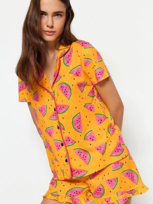 Pijamale Trendyol portocaliu