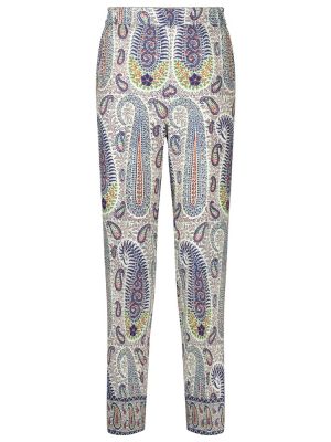 Jedwabne proste spodnie wełniane z wzorem paisley Etro