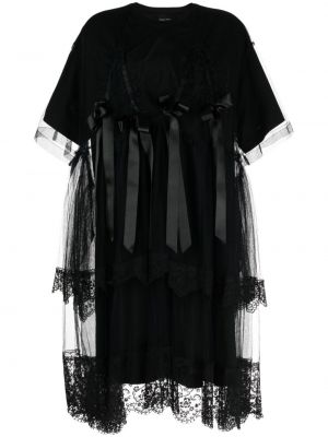 Tylové šaty s mašľou Simone Rocha čierna