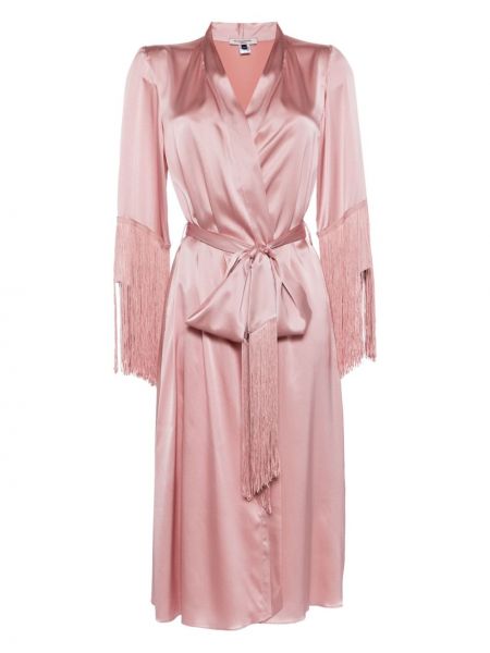 Svileni kućni ogrtač sa perlicama Gilda & Pearl ružičasta