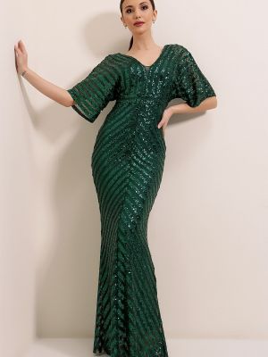 Dlouhé šaty s flitry By Saygı zelené