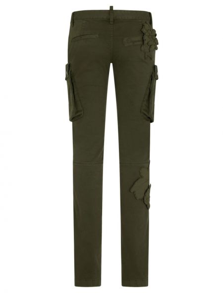 Bavlněné cargo kalhoty s nízkým pasem Dsquared2 zelené