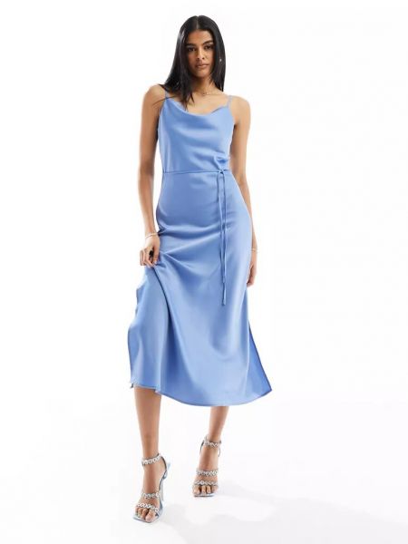 Атласное длинное платье Y.a.s. синее
