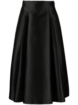 Plisované saténové midi sukně Alberta Ferretti černé