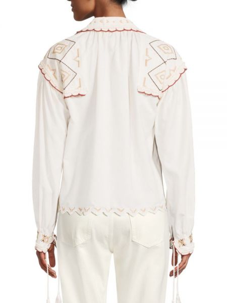Плиссированная блузка с вышивкой Etro белая