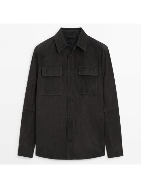 Рубашка Massimo Dutti Suede With Chest Pockets, темно-синий