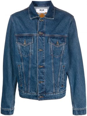 Jeansjacke mit stickerei mit geknöpfter Msgm blau